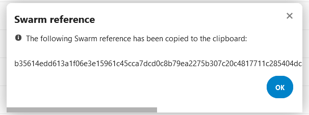 Copy swarm reference to clipboard