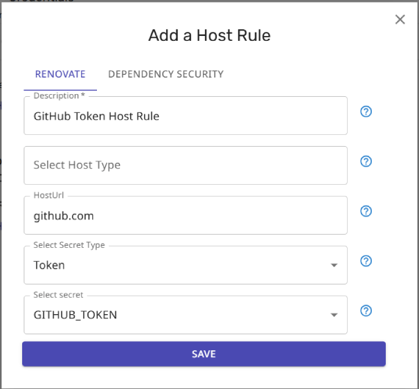 Host Rules dialog box