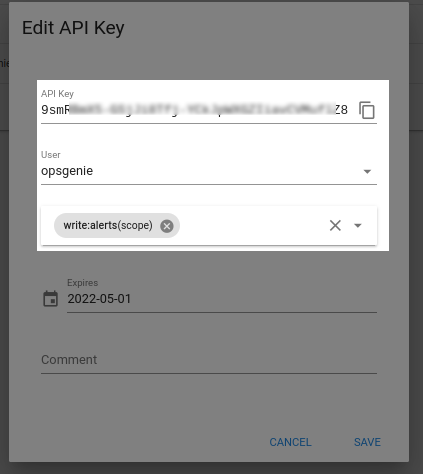 Configuring OpsGenie Edge Connector API key for Alerta